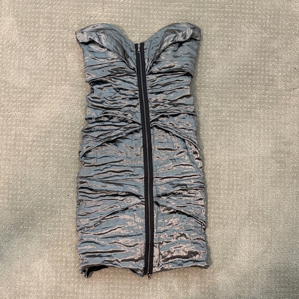 Nicole Miller Strapless Textured Dress in Gray